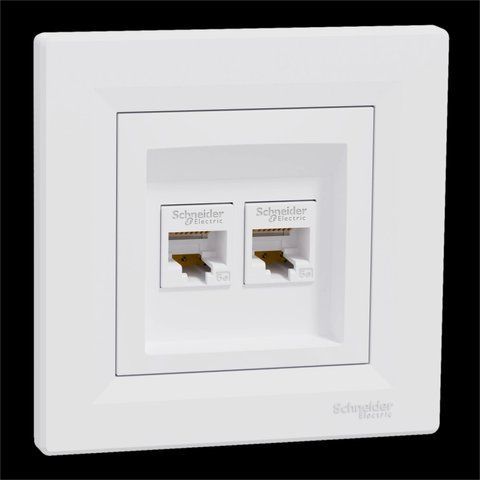 Schneider Electric Asfora EPH4400121 RJ45 5e Розетка комп'ютерна подвійна біла 99-00012746 фото
