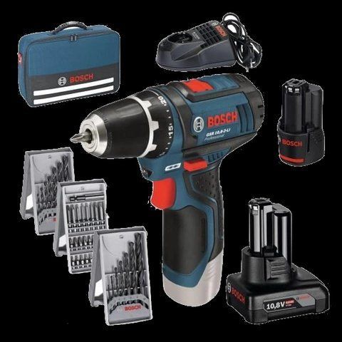 Bosch&nbsp;Professional&nbsp;GSR&nbsp;12V-15 Акумуляторний&nbsp;дриль-шурупокрут&nbsp;+&nbsp;набір&nbsp;біт&nbsp;+ свердла&nbsp;(39&nbsp;шт.) 99-00012929 фото