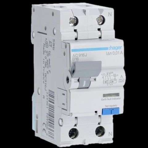 Hager 1P+N 6kA B 16A 10mA A Дифференциальный автоматический выключатель 99-00014696 фото