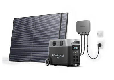 Комплект енергонезалежності EcoFlow PowerStream - мікроінвертор 600W + зарядна станція Delta Pro + 2 x 400W стаціонарні сонячні панелі DELTAPro-EU-C20/EFPowerStreamMI-EU-600W/ZPTSP300-2-AKIT-4/EFL-BKWDELTAProCable-0.5m/EFL-SuperFlatMC4Cable/EFA-SmartPlug-EU фото