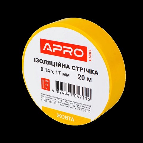 APRO 0.14х17 мм 20 м Iзоляцiйна стрiчка жовта  99-00011169 фото