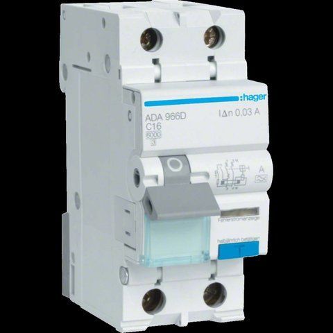 Hager ADA966D Дифавтомат 1P+N, 6kA, C-16A, 30mA, A 99-00016339 фото