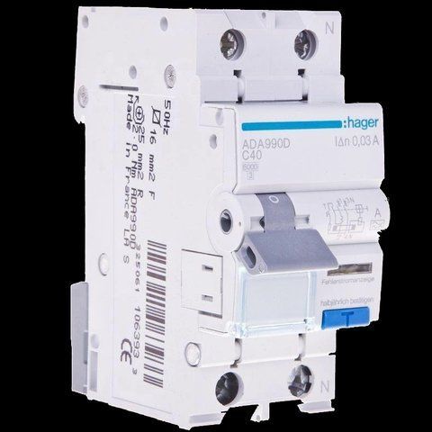 Hager ADA990D Дифавтомат 1P+N, 6kA, C-40A, 30mA, A 99-00016342 фото