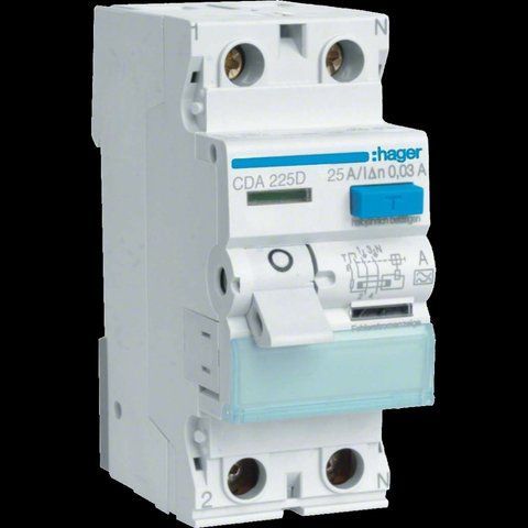 Hager CDA225D Диференціальне реле 2P, 6kA, 25A, 30mA, A 99-00016345 фото