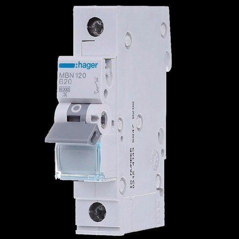 Hager MBN120 Автоматичний вимикач 1P 6kA B-20A 1M 99-00016356 фото