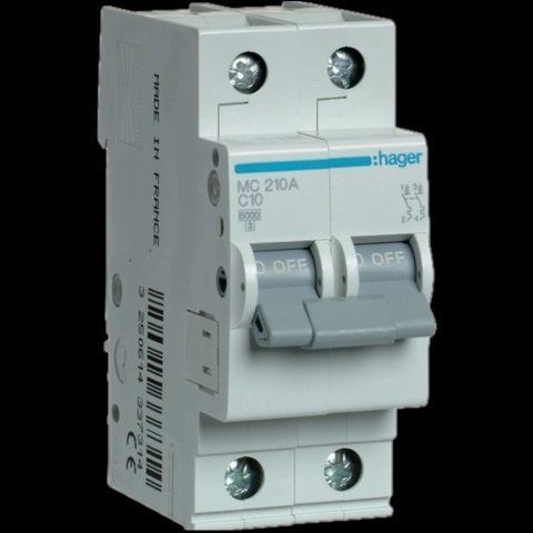 Hager MC210A Автоматический выключатель 2п C 10A 6кА 2м 99-00014891 фото