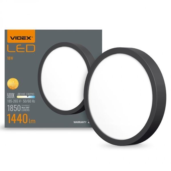 VIDEX 18W 5000K Black LED светильник круглый накладной 99-00017547 фото